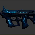 Futuristic Blue Sci Fi Gun With Glowing Patterns And Intricate Design Details