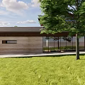Modern Detached Villa With Wooden Exterior Black Roof Garden Terrace And Water Feature
