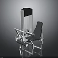Modern Comfortable Chair With Metal Frame And Black Padded Seat
