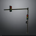 Outdoor Street Traffic Lights Structure With Metal Pole And Dual Signals