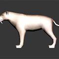 3D Saber Toothed Tiger Model with Tan Spotted Fur Long Tusks and Standing Pose
