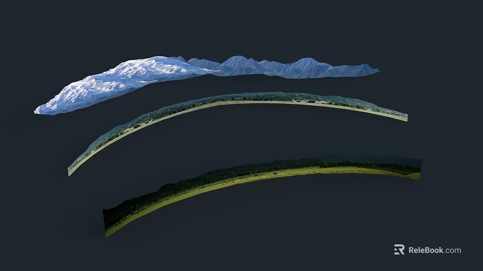Stunning Natural Landscape With Snow Covered Mountains And Green Rolling Slopes 3d model 