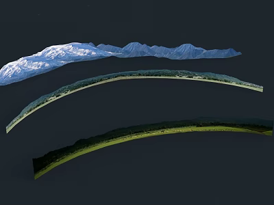 Stunning Natural Landscape With Snow Covered Mountains And Green Rolling Slopes 3d model