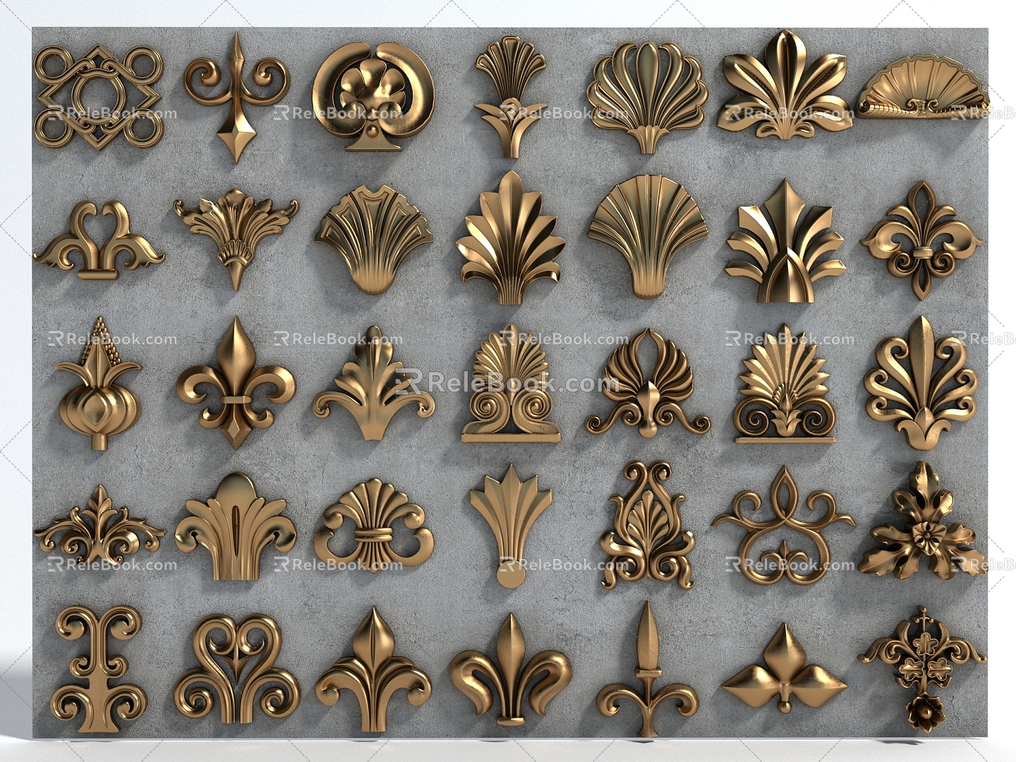 Style Carved Wall Decoration Decoration Gypsum Building Component Decoration 3d model