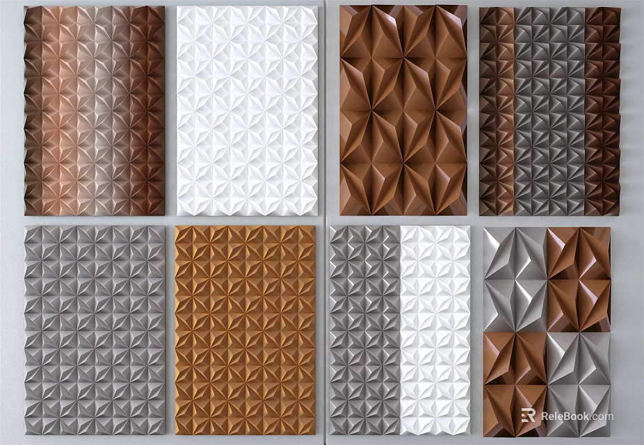 Modern Wall Decor With Various Colors And Geometric 3D Textured Panels 3d model