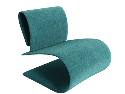 Modern Curved Teal Fabric Leisure Chair with Stylish Design and Sleek Profile 3d model