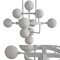 Modern Chandelier with White Spheres and Gold Black Geometric Metal Frame