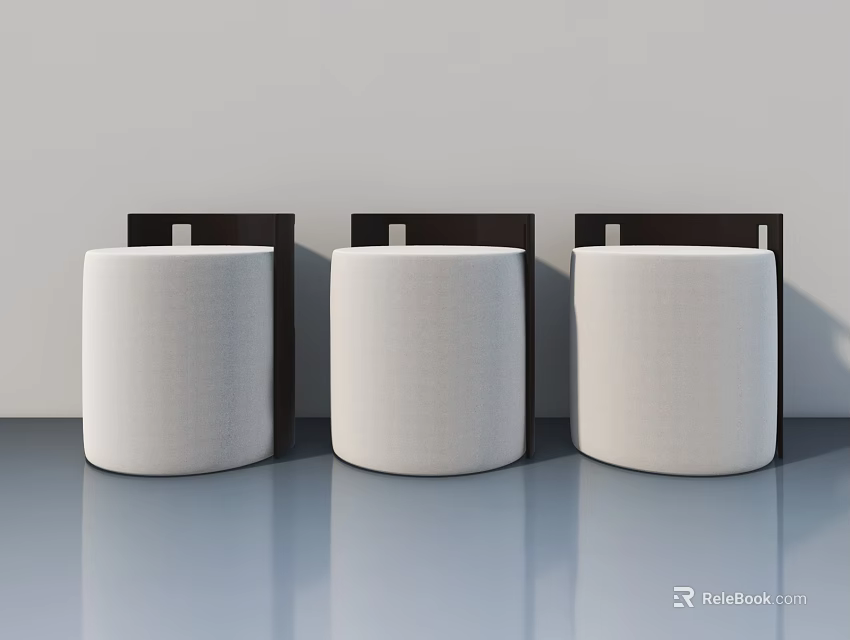 Three White Hinged Doors With Black Frames In Modern Interior Design 3d model