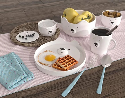 Modern Tableware Bear Tableware Combination 3d model Modern Tableware Bear Tableware Combination 3d model