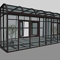 Modern Villa Balcony with Glass Structure Arched Roof and Plants