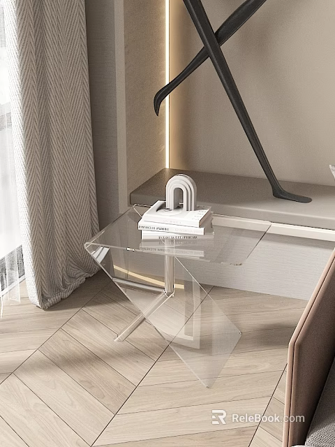 Transparent Glass Side Table Modern Minimalist Design For Living Room Furniture 3d model 
