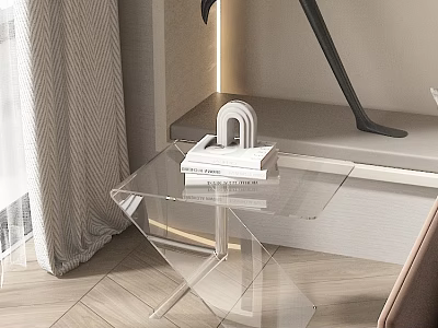 Transparent Glass Side Table Modern Minimalist Design For Living Room Furniture 3d model