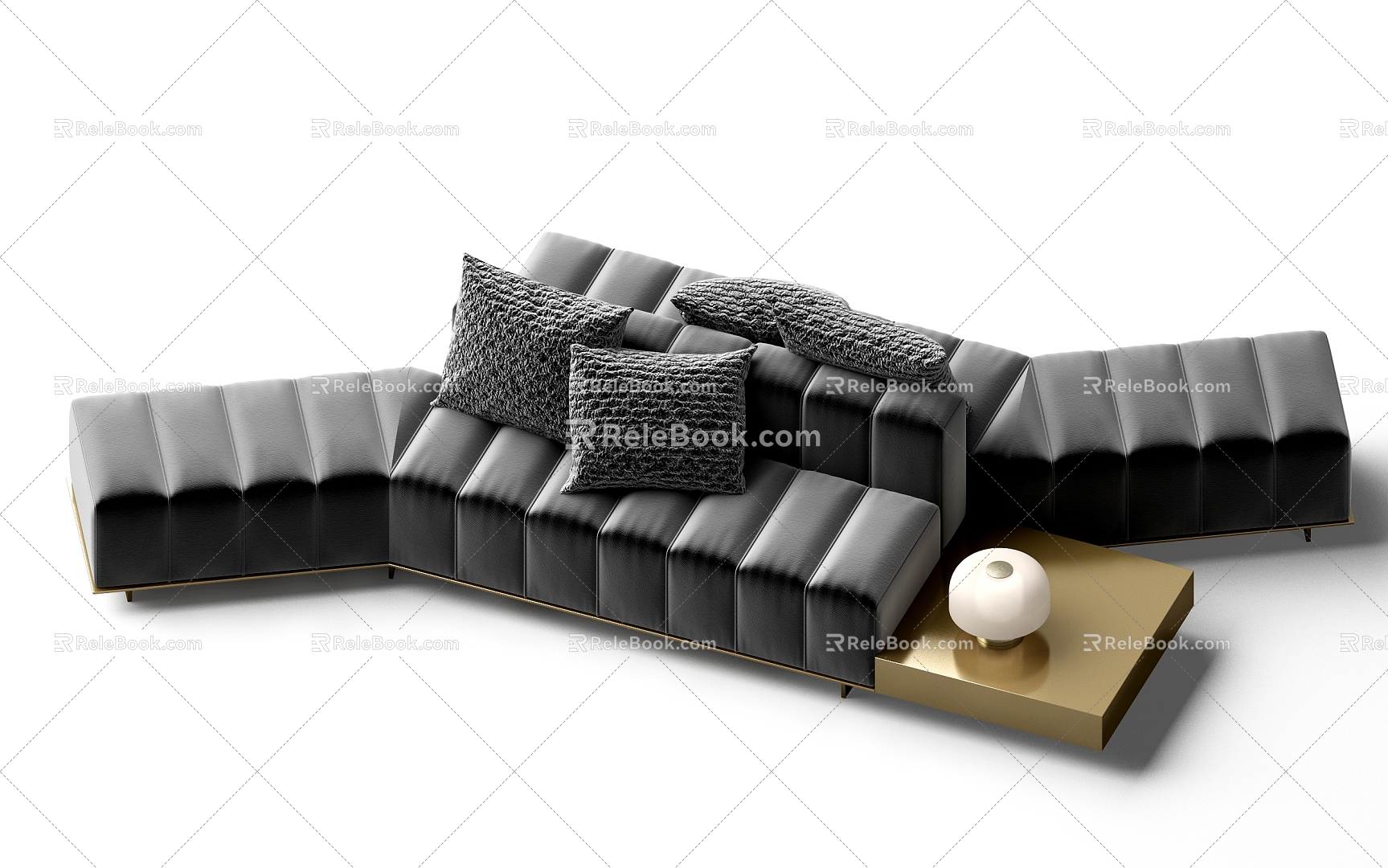 Modern multi-person office corner sofa 3d model