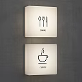 Public Facility Illuminated Signs Featuring Utensil Icons And Coffee Cup For Dining Areas