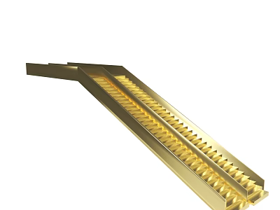 Golden Metal Linear Track With Parallel Grooves And Industrial Design Elements 3d model