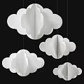 White Paper Cloud Shaped Hanging Decorations In Various Sizes For Room Decor