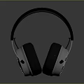 High Quality Computer Headphones With Black Headband Silver Ear Cups On Dark Surface With Reflection 3d model