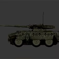Military Armored Vehicle With Cannon Antennas Camouflage And Six Wheels