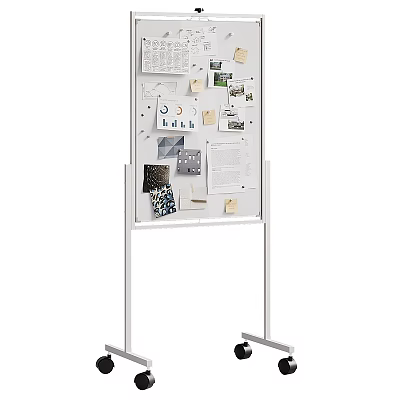 Wheeled Whiteboard With Notes Photos And Papers On Office Stand 3d model
