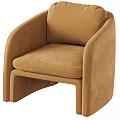 Brown Fabric Single Sofa With Modern Minimalist Design Rounded Arms And Square Base 3d model