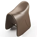 Modern Brown Leather Stool With Curved Design And Smooth Ergonomic Surface 3d model