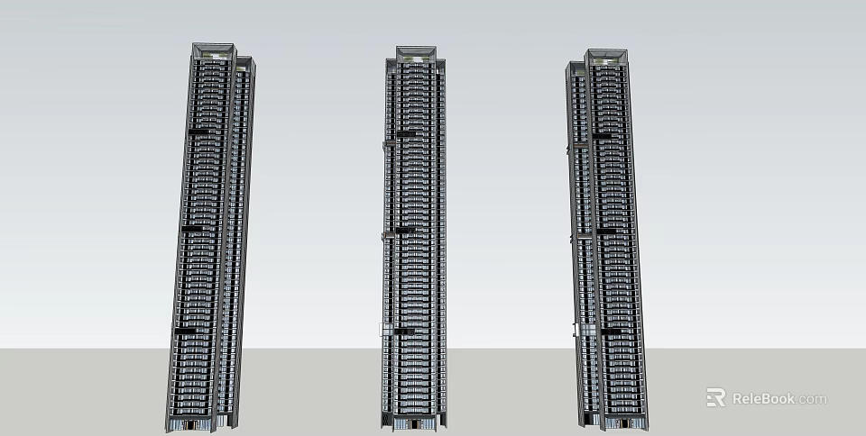 Three Vertical Industrial Racks With Multiple Cable Management Slots And Sturdy Mounting Frames 3d model 