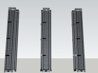 Three Vertical Industrial Racks With Multiple Cable Management Slots And Sturdy Mounting Frames 3d model