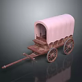 Vintage Carriage With Pink Canvas Cover Wooden Wheels And Classic Design
