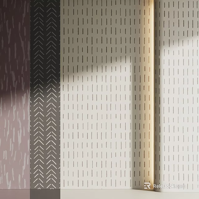 Colored Textured Building Components With Brown Beige White Hues And Striped Dotted Patterns 3d model 