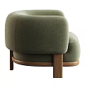 Modern Minimalist Accent Chair With Soft Fabric Upholstery Wooden Legs And Curved Armrests