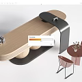 Modern Minimalist Table And Chair Set With Wooden Top Pink Chairs And Metal Frame