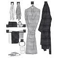 Stylish Soft Gray Bathroom Accessories Bathrobe Towels And Towel Rack For Modern Bathroom