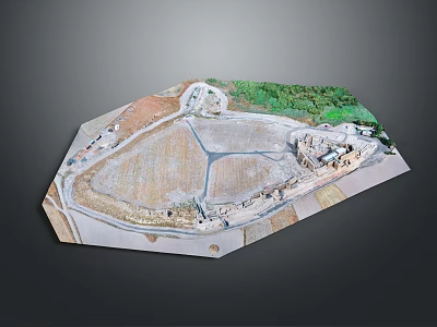Detailed Ancient Ruins Model With Stone Walls Structural Layout And Green Vegetation Areas 3d model