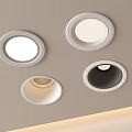 Minimalist Modern Recessed Downlights and Spotlights with Various Designs Installed on Ceiling