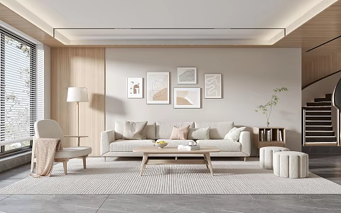 Nordic Living Room Nordic Sofa Coffee Table Combination Nordic TV Back 3d model