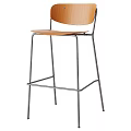 Modern Bar Stool With Wooden Seat Backrest And Metal Frame Sleek Design
