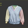 Silver V neck Sequin Sweater with Long Lantern Sleeves and Shiny Design