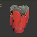 Mechanical Industrial Equipment With Red Outer Body And Silver Spiked Internal Components 3d model