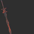 Sword With Decorative Hilt And Red Patterns On Black Background 3d model