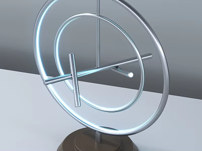 Modern Decorative Ornament Set With Metal Circular Rings And Cross Structure On Brown Base 3d model