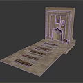 Traditional Stone Architecture With Arched Entrance Decorative Panels Stone Slab Floor And Steps