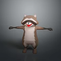 Cartoon Raccoon Standing with Smiling Face and Arms Outstretched on Gray Background
