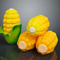 Fresh Yellow Sweet Corn Cobs With Green Husk On Dark Background