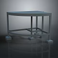 Curved Top Office Desk With Metal Frame Square Base And Support Structure