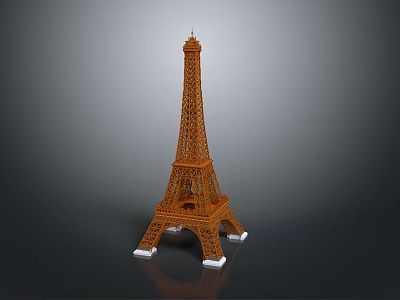 Detailed Brown Eiffel Tower Miniature Model With White Base And Metal Structure 3d model