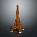 Detailed Brown Eiffel Tower Miniature Model With White Base And Metal Structure 3d model