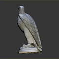 Eagle Sculpture With Spread Wings Standing On Stone Base Against Dark Background With Reflection 3d model