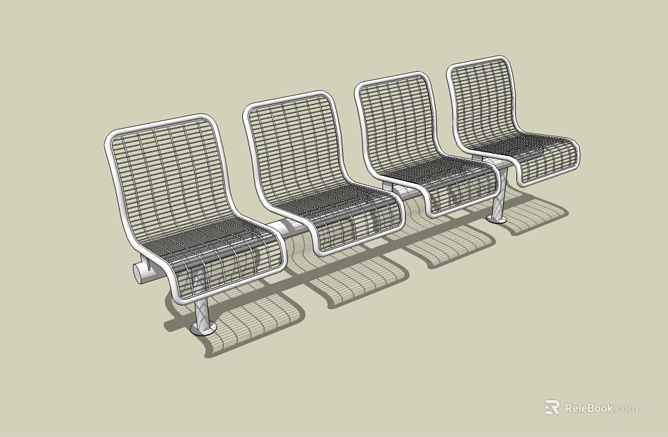 Four Connected Modern Metal Mesh Landscape Seats For Outdoor Garden Or Park Use 3d model 