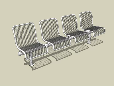 Four Connected Modern Metal Mesh Landscape Seats For Outdoor Garden Or Park Use 3d model