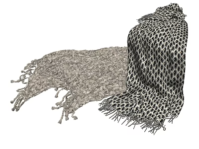 Light Gray And Black White Pattern Scarves With Fringe Design Fashion Accessory 3d model